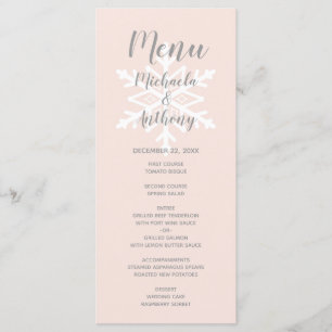 Menu Mariage d'hiver flocon de neige rose pastel
