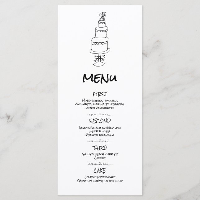 Menu Mariage d'illustrations de Doodle en noir et blanc (Devant)