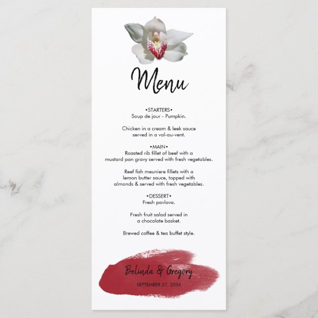 Menu Mariage d'orchidée de Bourgogne (Devant)