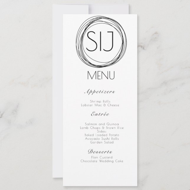 Menu Mariage du logo de bord circulaire minimalist (Devant)