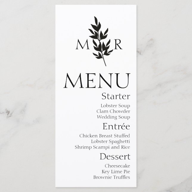 Menu Mariage du logo de la branche botanique (Devant)