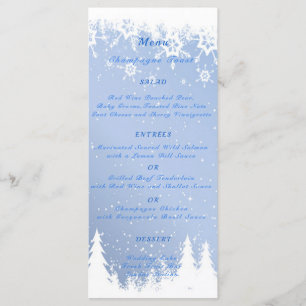 Menu Mariage du pays des merveilles d'hiver, neige,