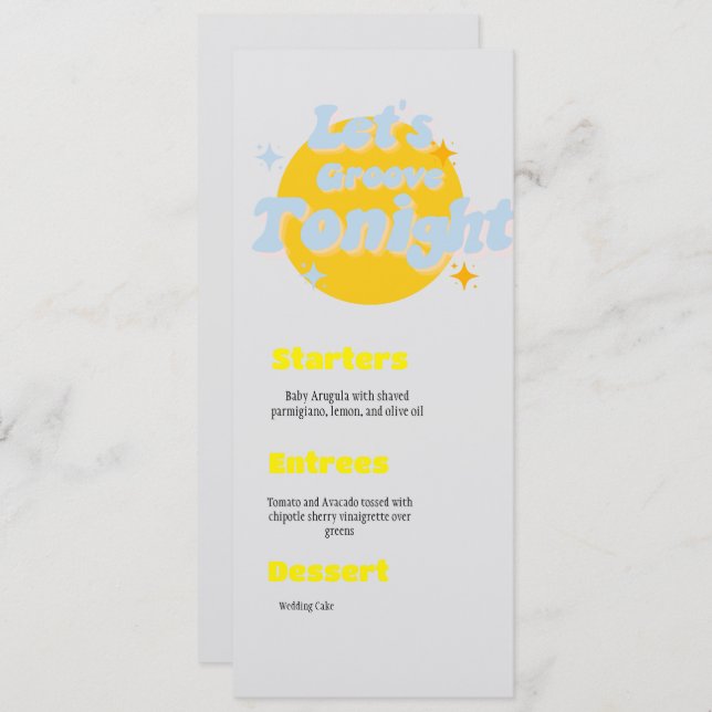 Menu Mariage du thème de musique (Devant / Derrière)