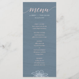 Menu Mariage Dusty Blue & Blush Flowers - Dark