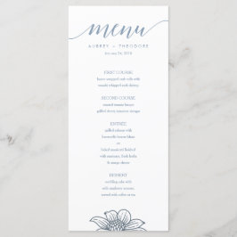 Menu Mariage Dusty Blue & Blush Flowers - Léger