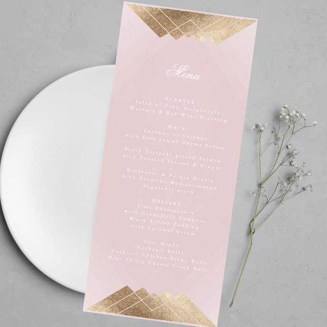 Menu Mariage Dusty Rose rose géométrique Géométrique Ga (Créateur téléchargé)