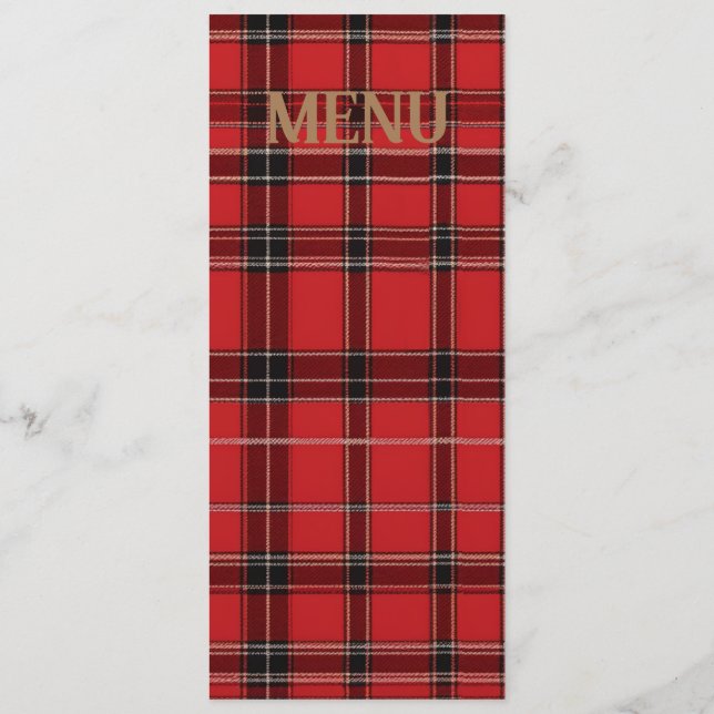 Menu Mariage écossais rouge Tartan (Dos)