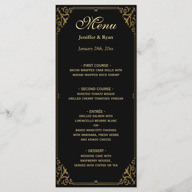 Menu Mariage élégant (Devant)
