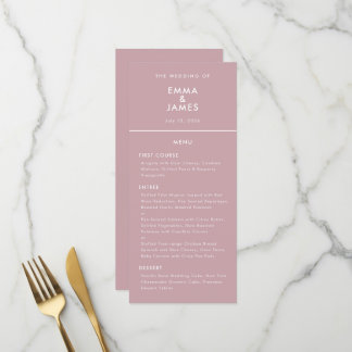 Menu Mariage Élégant Ampersand Minimaliste Inversé Mauv