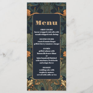Menu Mariage Élégant Art Nouveau Floral