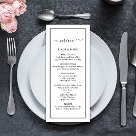 Menu Mariage Élégant avec un Classique Script en Noir e