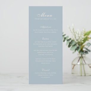Menu Mariage Élégant Bleu Classique Uni