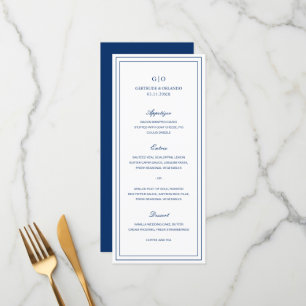 Menu Mariage Élégant Bleu Nuit Classique