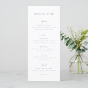 Menu Mariage Élégant Bleu Poussiéreux Propre