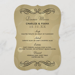 Menu Mariage élégant champagne or et noir