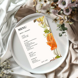 Menu Mariage Élégant Citrouille Automne Feuilles