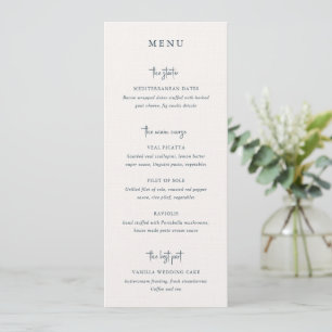 Menu Mariage Élégant Écriture Manuscrite Grise Moderne