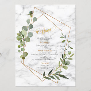 Menu Mariage élégant en marbre géométrique de cuivre Eu