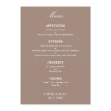 Menu Mariage élégant et élégant
