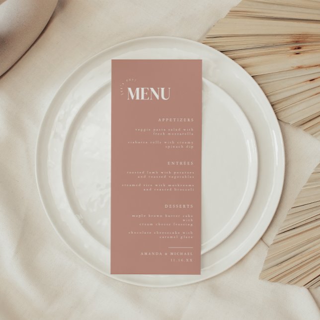 Menu Mariage élégant et moderne Dusty Mauve (Créateur téléchargé)