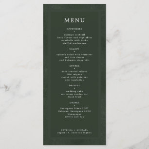 Menu Mariage élégant et vert foncé