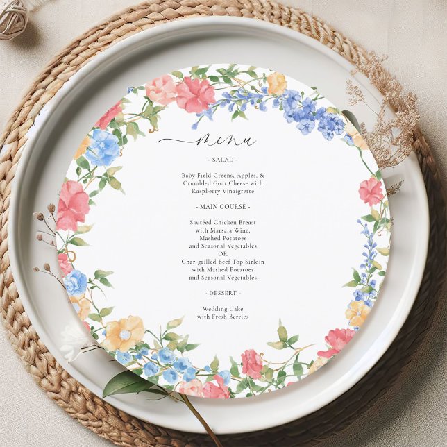 Menu Mariage élégant Fleur sauvage coloré (Créateur téléchargé)