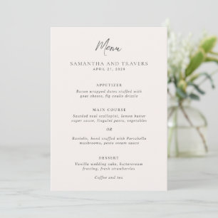 Menu Mariage Élégant Gris Traditionnel