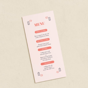 Menu Mariage élégant minimaliste chic esthétique é