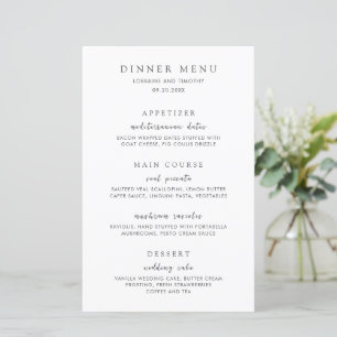 Menu mariage élégant noir et blanc intemporel