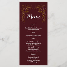 Mariage élégant or floral bordeaux profond