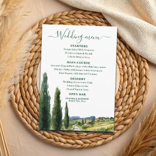 Menu Mariage Élégant Paysage Italien