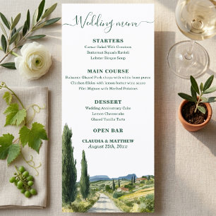 Menu Mariage Élégant Paysage Italien