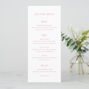 Menu Mariage élégant rose pur