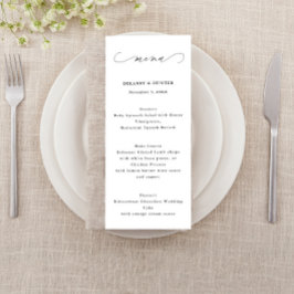 Menu mariage, Élégant Script Minimaliste Grand