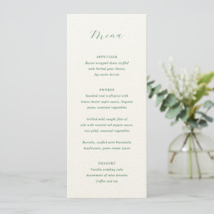 Menu Mariage élégant vert émeraude traditionnel