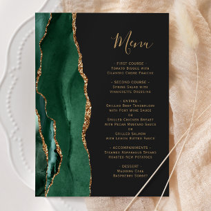 Menu Mariage Emerald Green Gold Dark