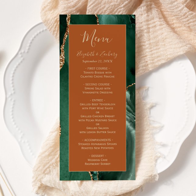 Menu Mariage Emerald Green Gold Rust (Créateur téléchargé)