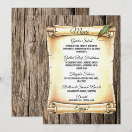 Menu Mariage en bois d'arceau et stylo de plume unique