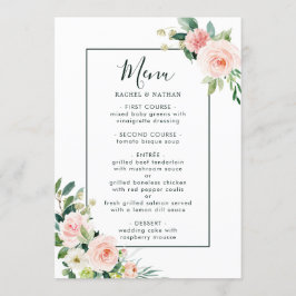 Menu Mariage en fleur rose