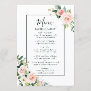 Menu Mariage en fleur rose
