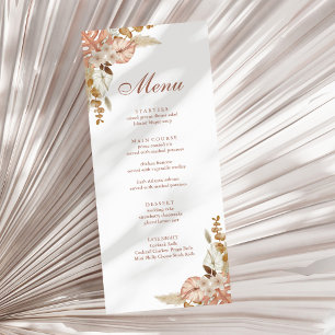 Menu Mariage en herbe moderne Boho Floral Pampas