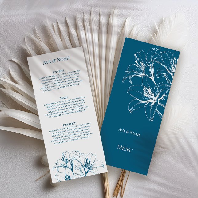 Menu Mariage en plan bleu Lily (Créateur téléchargé)