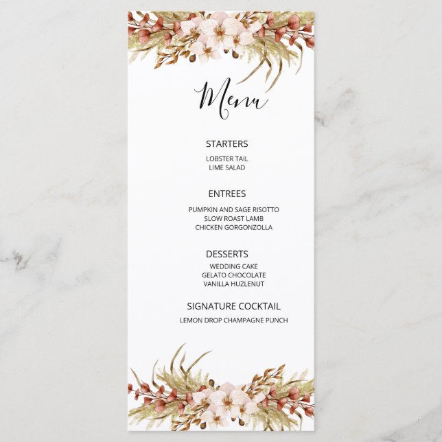 Menu Mariage en terre cuite fleurie de Bohême (Devant)