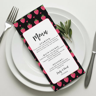 Menu Mariage Fantaisiste aux Fraises Roses