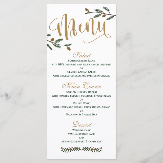 Menu Mariage Festive de Noël (Devant)