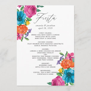 Menu Mariage Fête Florale Aquarelle