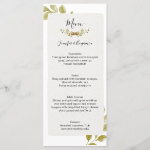 Menu Mariage Feuille d'Acorns Oak 