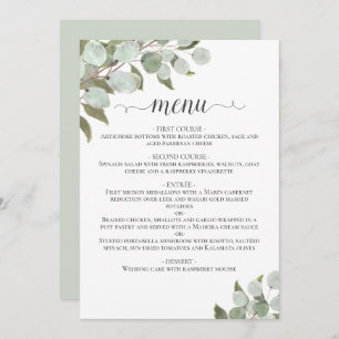 Menu Mariage Feuille de  d'Eucalyptus Russe