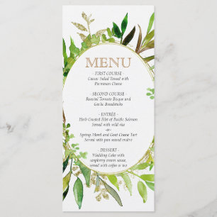 Menu Mariage Feuille encadré de feuilles vertes et