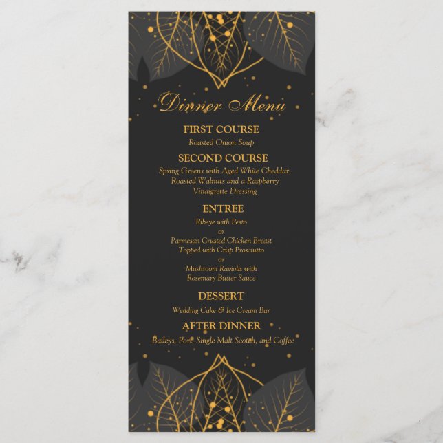 Menu Mariage Feuille Gold Delicate (Devant)